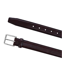 Trafalgar Men's 30MM Pebble Grain Leather Belt with Silver Buckle