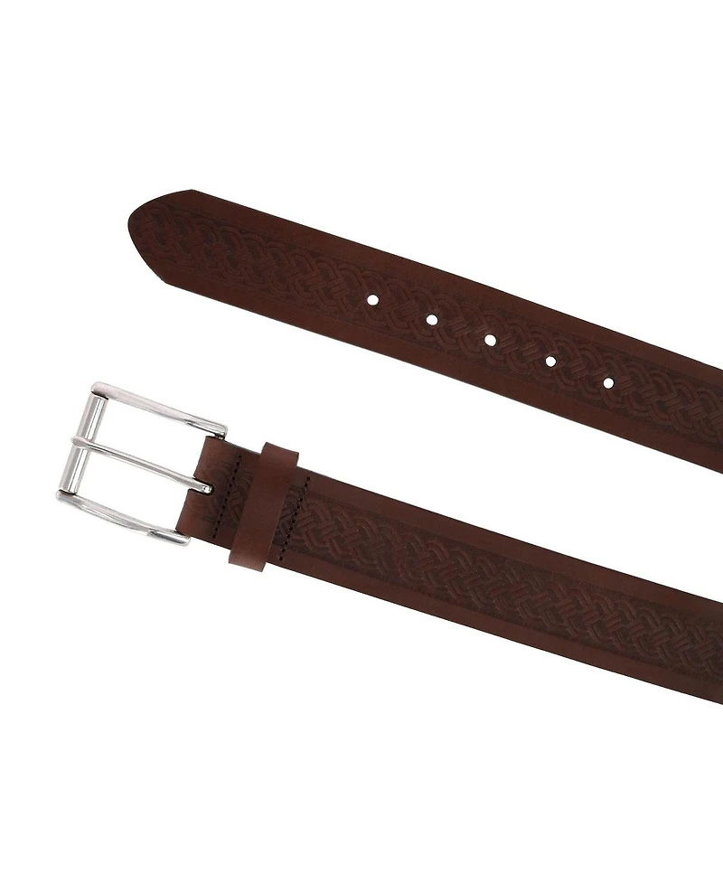 Trafalgar Men's Grady 40mm Celtic Scroll Embossed Leather Jean Belt