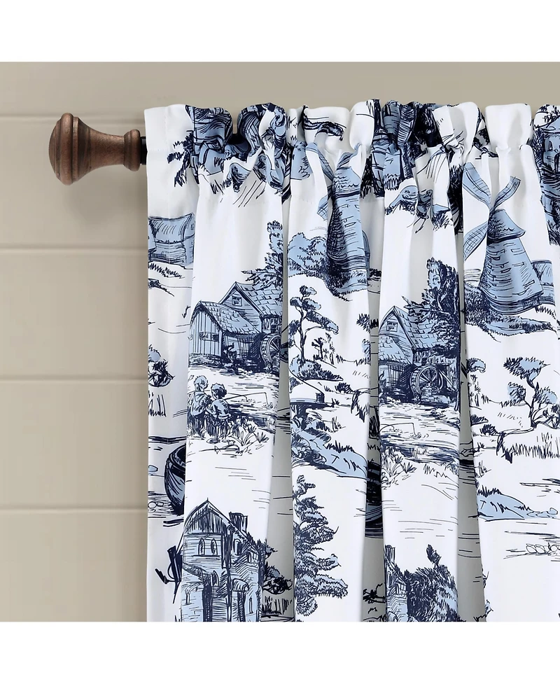 French Country Toile Light Filtering Window Curtain Panels