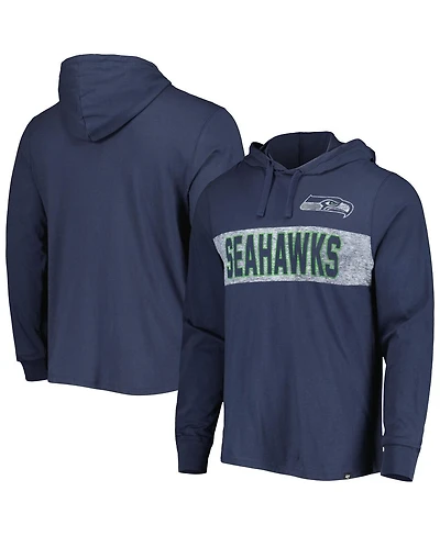 Men's '47 Brand College Navy Distressed Seattle Seahawks Field Franklin Hooded Long Sleeve T-shirt
