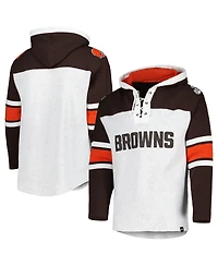 Men's '47 Brand Cleveland Browns Heather Gray Gridiron Lace-Up Pullover Hoodie