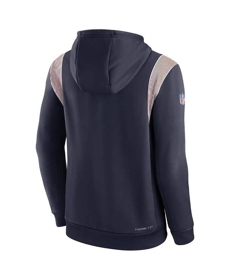 Men's Nike Navy Chicago Bears Sideline Athletic Stack Performance Pullover Hoodie