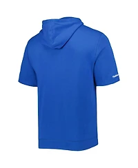 Men's Mitchell & Ness Royal Distressed Los Angeles Rams Washed Short Sleeve Pullover Hoodie