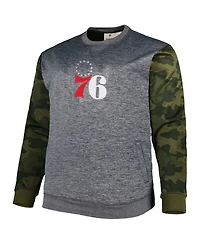 Men's Fanatics Heather Charcoal Philadelphia 76ers Big and Tall Camo Stitched Sweatshirt
