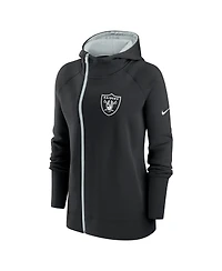 Women's Nike Black Las Vegas Raiders Asymmetrical Raglan Full-Zip Hoodie
