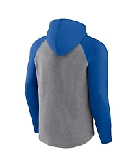 Men's Fanatics Heather Gray Distressed New England Patriots Favorite Arch Raglan Pullover Hoodie