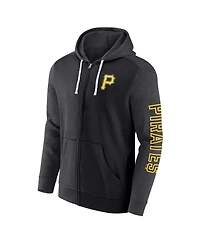 Men's Fanatics Black Pittsburgh Pirates Offensive Line Up Lightweight Full-Zip Hoodie