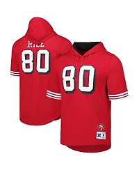 Men's Mitchell & Ness Jerry Rice Scarlet San Francisco 49ers Retired Player Name and Number Mesh Hoodie T-shirt