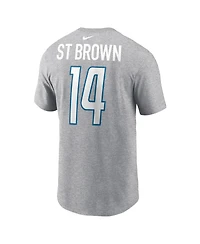 Men's Nike Amon-Ra St. Brown Gray Detroit Lions Player Name and Number T-shirt