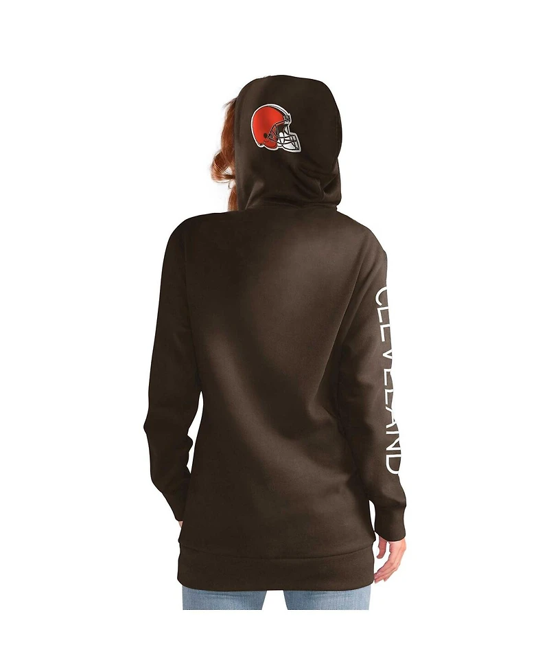Women's G-iii 4Her by Carl Banks Brown Cleveland Browns Extra Inning Pullover Hoodie