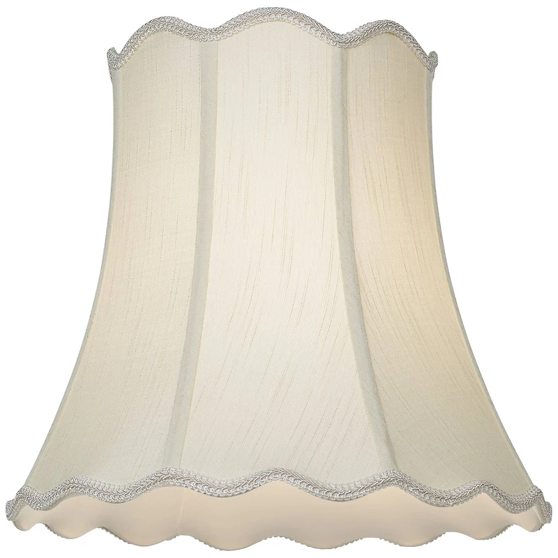 Imperial Shade Creme Medium Scallop Bell Lamp Shade 10" Top x 16" Bottom x 15" Slant x 14.75 High (Spider) Replacement with Harp and Fi
