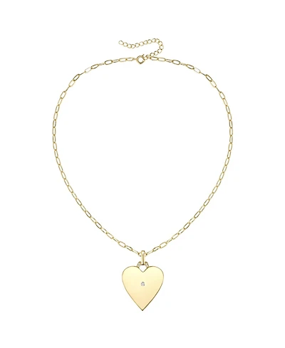 14k Gold Plated with Cubic Zirconia Heart Pendant Necklace