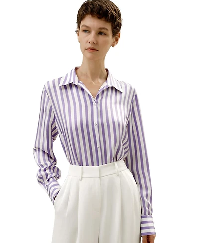 Lilysilk Women's Classic Striped Silk Shirt
