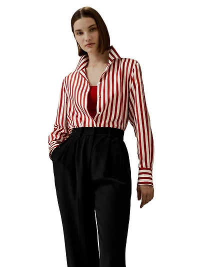 Lilysilk Women's Classic Striped Silk Shirt
