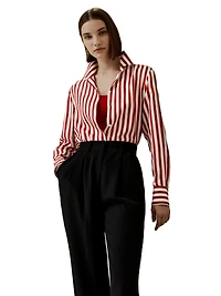 Lilysilk Women's Classic Striped Silk Shirt