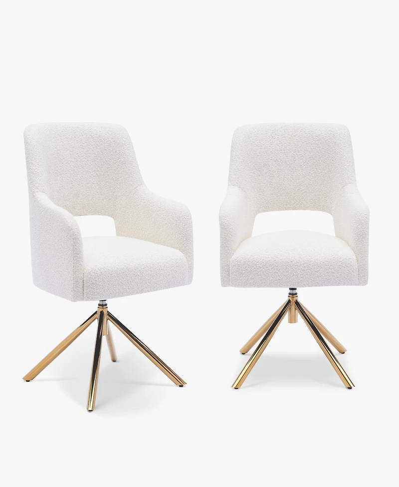 Mid-Century Modern Wide Boucle Swivel Accent Arm Chair (Set of