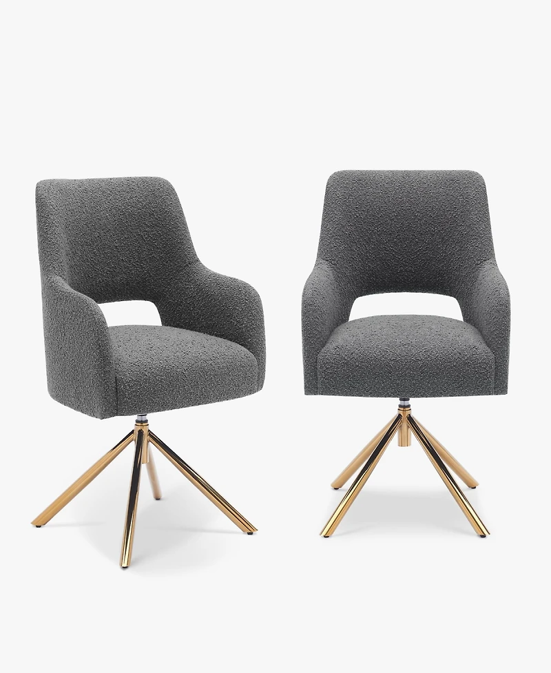 Mid-Century Modern Wide Boucle Swivel Accent Arm Chair (Set of