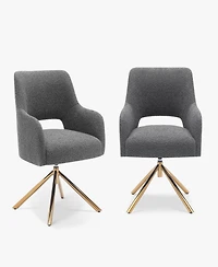 Mid-Century Modern Wide Boucle Swivel Accent Arm Chair (Set of