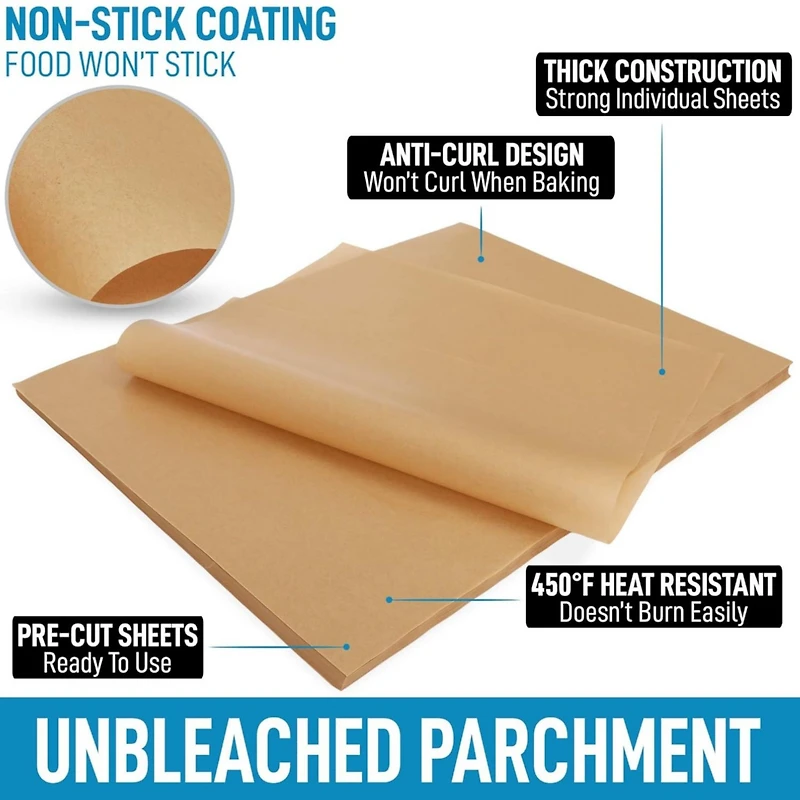 200 Pcs Parchment Paper Sheets - 12x16 Inches Unbleached Non-Stick Baking Paper For Oven