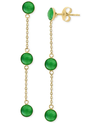Effy Dyed Jade Bezel-Set Linear Chain Drop Earrings in 14k Gold