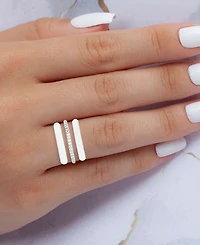 3-Pc. Set Enamel & Cubic Zirconia Stack Ring Sterling Silver