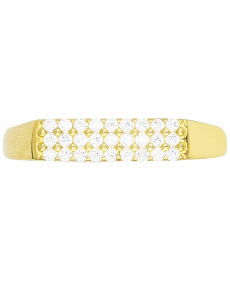 Cubic Zirconia Rectangular Cluster Ring 14k Gold-Plated Sterling Silver