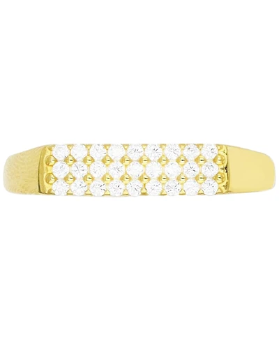 Cubic Zirconia Rectangular Cluster Ring 14k Gold-Plated Sterling Silver