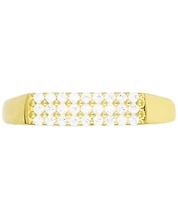 Cubic Zirconia Rectangular Cluster Ring 14k Gold-Plated Sterling Silver