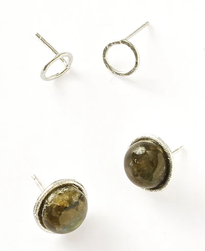 Matr Boomie Indali Labradorite Stud Earrings - Set of 2 Semi Precious