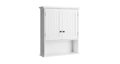 Wall Mount Bathroom Cabinet Storage Organizer with Doors and Shelves