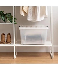Iris 4 Pack 40qt Plastic Storage Bin with Lid and Secure Latching Buckles, Pearl