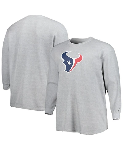 Men's Heather Gray Houston Texans Big and Tall Waffle-Knit Thermal Long Sleeve T-shirt
