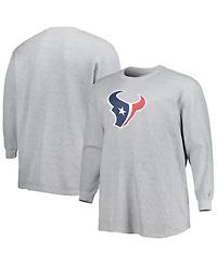 Men's Heather Gray Houston Texans Big and Tall Waffle-Knit Thermal Long Sleeve T-shirt