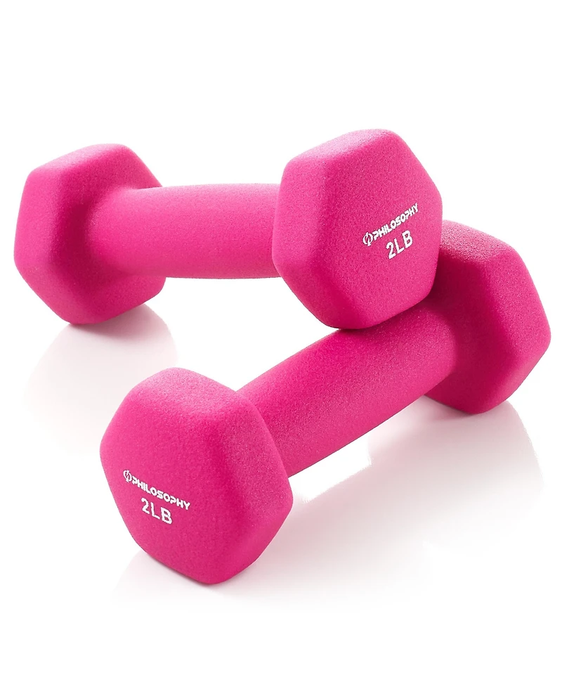 Philosophy Gym Neoprene Dumbbell Hexagon Hand Weights, 2 lb Pair - 4 lb Total