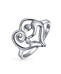 Bling Jewelry Swirling Heart Mother Loving Child Family Ring Gift For Mom Band 1MM