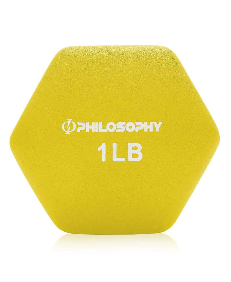 Philosophy Gym Neoprene Dumbbell Hexagon Hand Weights, 1 lb Pair - 2 lb Total