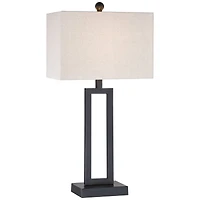 360 Lighting Aston 26" High Open Rectangle Modern Table Lamp Black Finish Metal Single Off-White Shade Living Room Bedroom Bedside