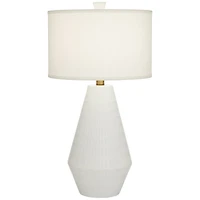 Possini Euro Design Luke 30" Tall Large Geometric Mid Century Modern End Table Lamp White Finish Single Living Room Bedroom
