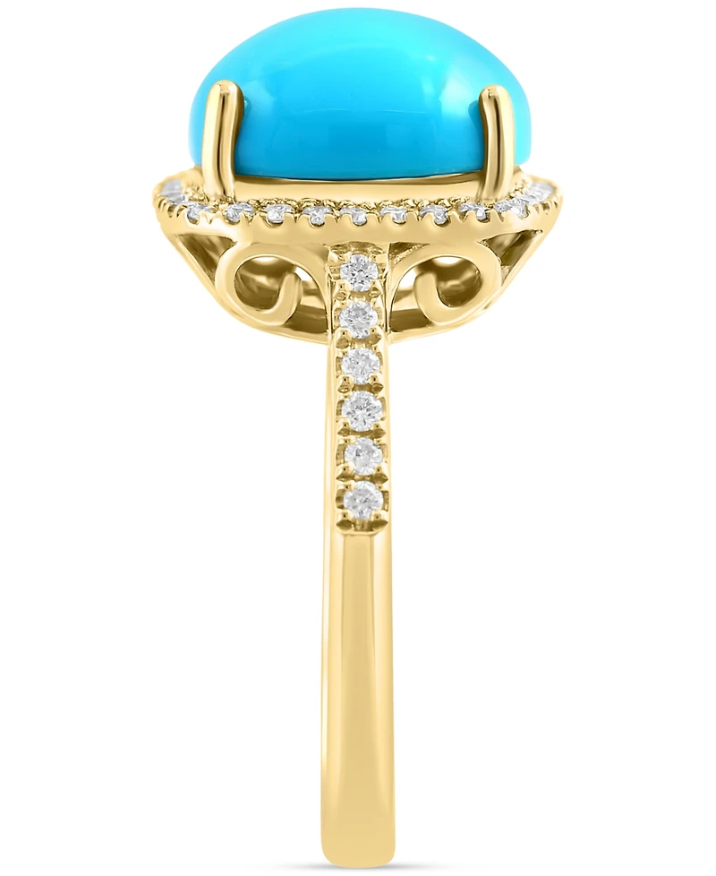 Effy Turquoise & Diamond (1/4 ct. t.w.) Halo Ring in 14k Gold