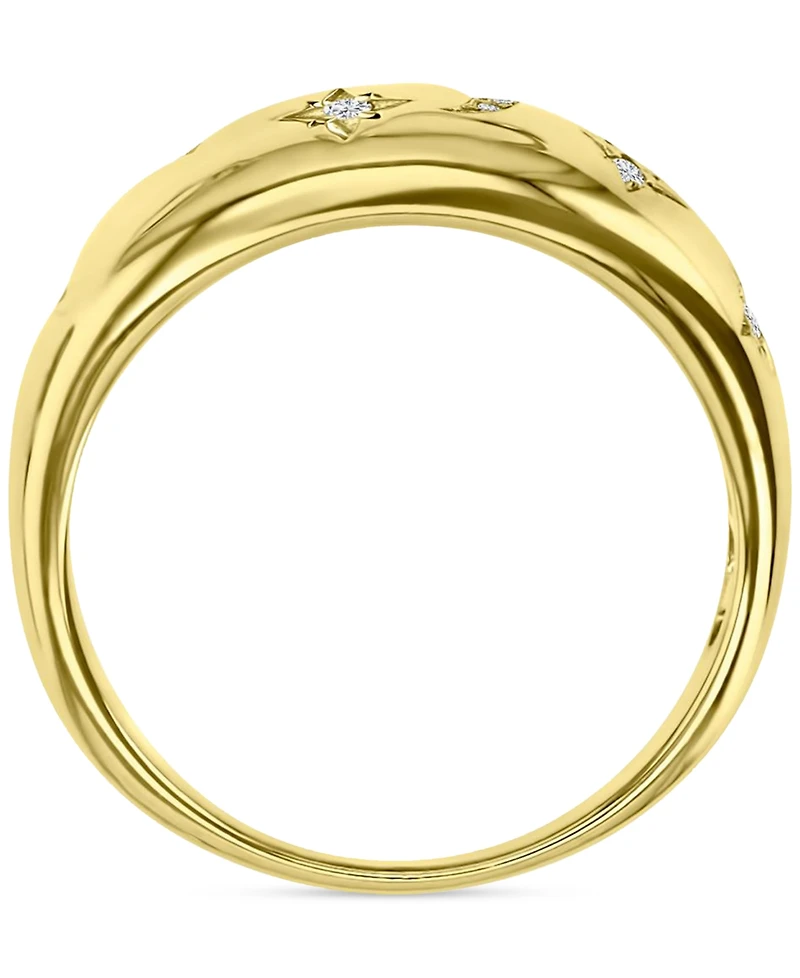 Cubic Zirconia Moon & Stars Celestial Polished Dome Ring
