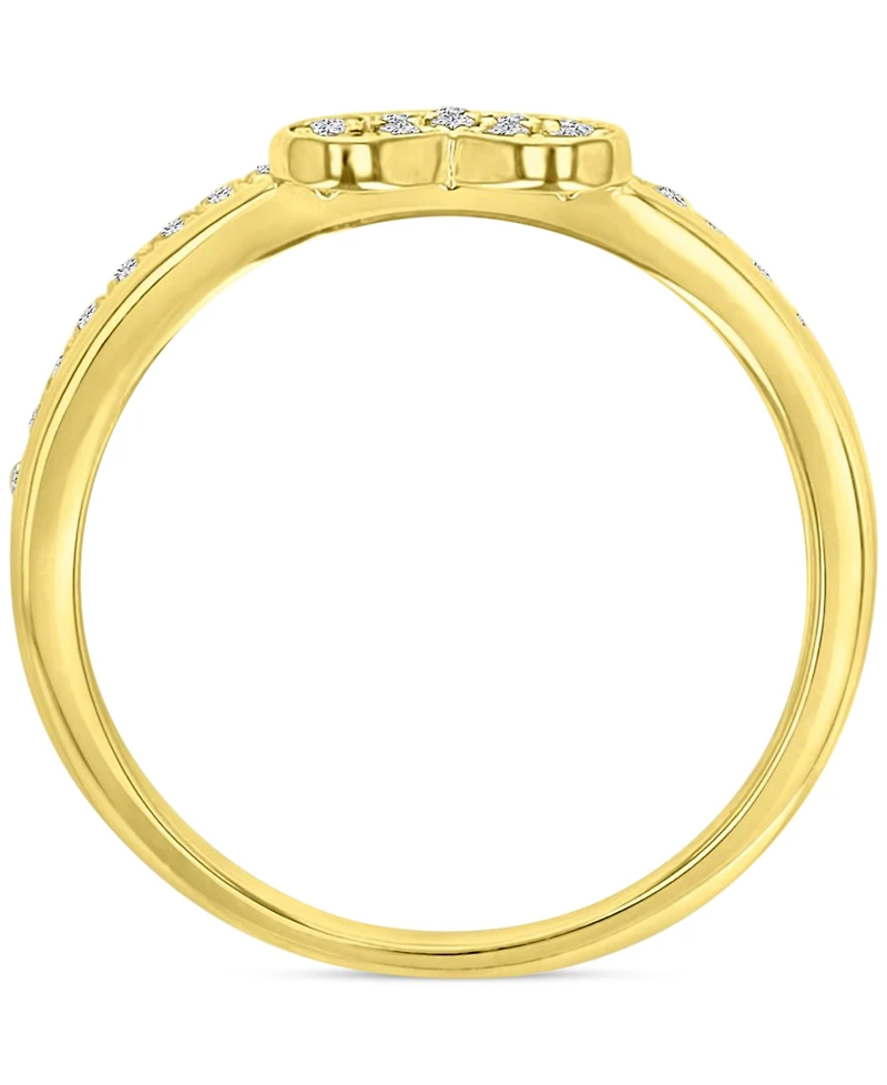Cubic Zirconia Heart Cluster Split Shank Ring 14k Gold-Plated Sterling Silver