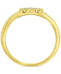 Cubic Zirconia Heart Cluster Split Shank Ring 14k Gold-Plated Sterling Silver