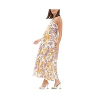 Ripe Maternity Maya Tie Back Linen Dress Natural