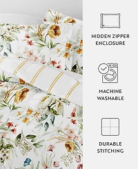 ienjoy Home Chintz Floral Stripe 3-Piece Comforter Set, Full/Queen