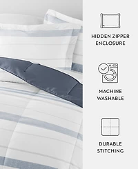 ienjoy Home Stitched Stripe 2-Piece Comforter Set, Twin/Twin Xl