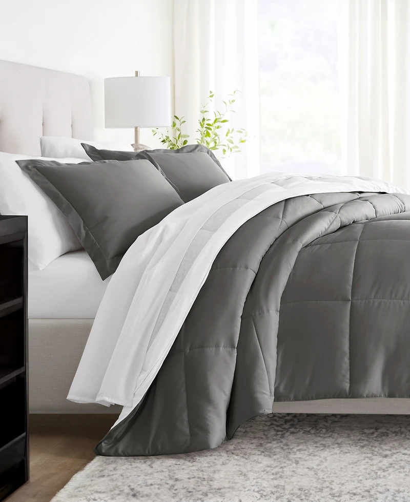 ienjoy Home Stitched Stripe 3-Piece Comforter Set, King/California King