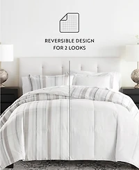 ienjoy Home Vertical Stripe 3-Piece Comforter Set, Full/Queen