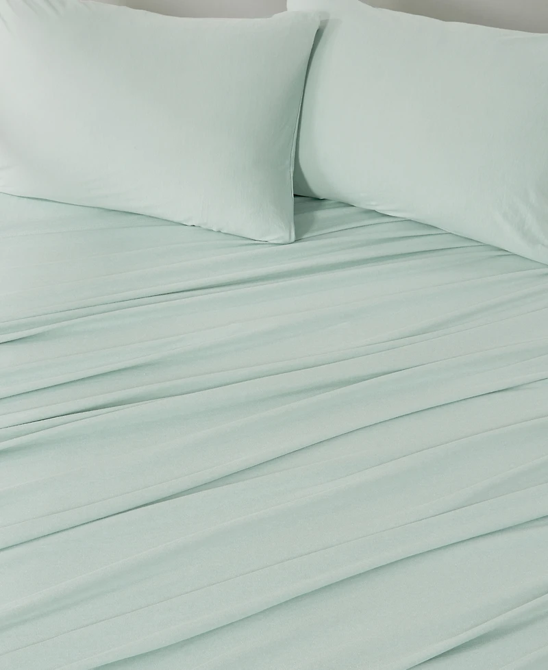 Premium Comforts Heathered Melange T-shirt Jersey Knit Cotton Blend Piece Sheet Set