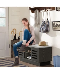 Shoe Bench with 6 Storage Compartments and 3 Adjustable Shelves