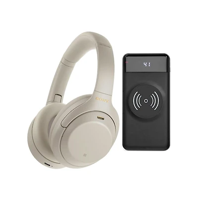 Sony Wh-1000XM4 Wireless Noise Canceling Over-Ear Headphones (Silver) Bundle